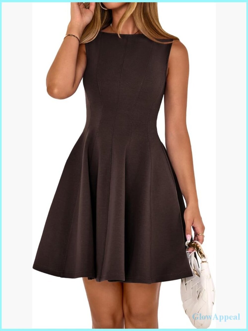 Elegant A-Line Cocktail Mini Dress Sleeveless Boat Neck